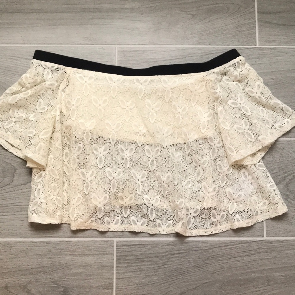 Pacsun White Lace Off the Shoulder Crop Top